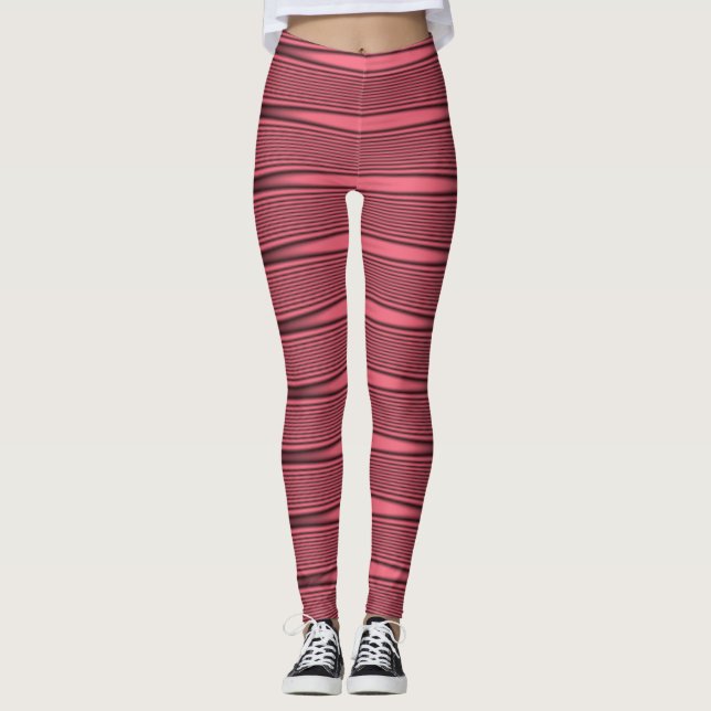 Legging Linhas Onduladas Rosa e Preto (Frente)