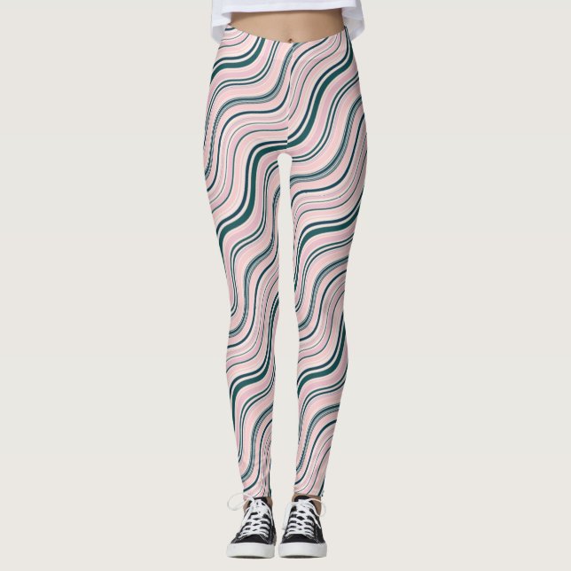 Legging Linhas Onduladas Rosa Verde e Amarelo (Frente)