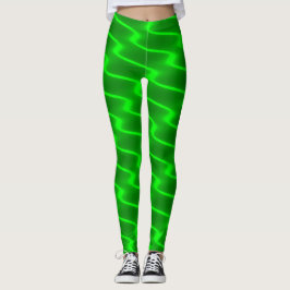 Legging Linhas onduladas verdes de néon caneleiras