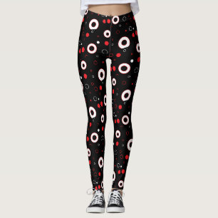 Legging Linhas Pretas e Brancas e Abstrato de Bolinhas
