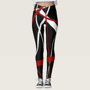 Legging Linhas vermelhas de Criss e brancas transversais