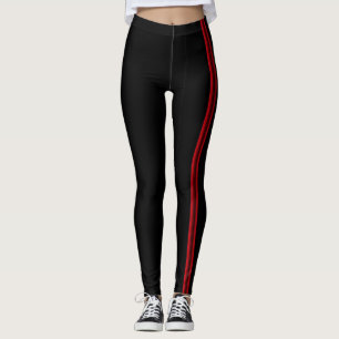 Legging Linhas Verticais Vermelhas sobre Preto