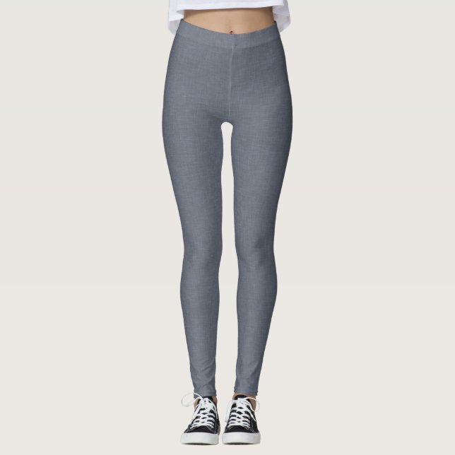 Legging Linho Cinza Azul Sólido Moderno (Frente)