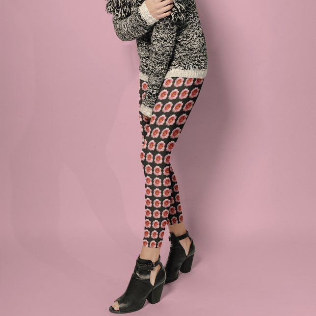 Legging Lírio Asiático Cor-de-Rosa em Preto (In Situ)