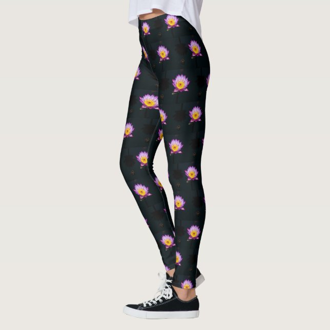 Legging Lírio-d'água Lótus Roxo (Esquerda)