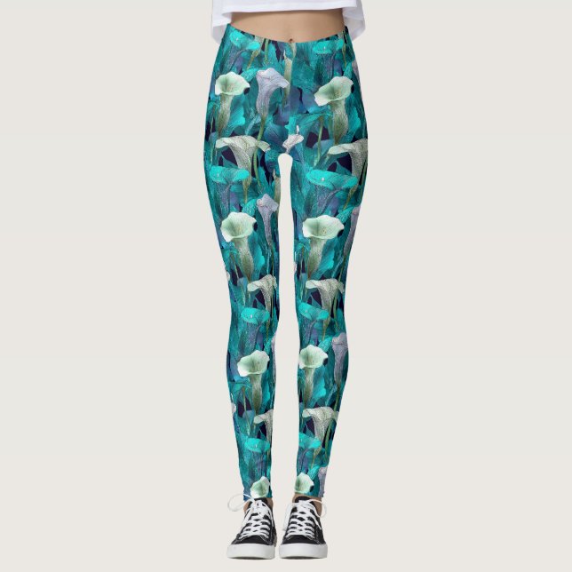 Legging Lírios Calla Exercício de flor Lírios Calla Brilho (Frente)