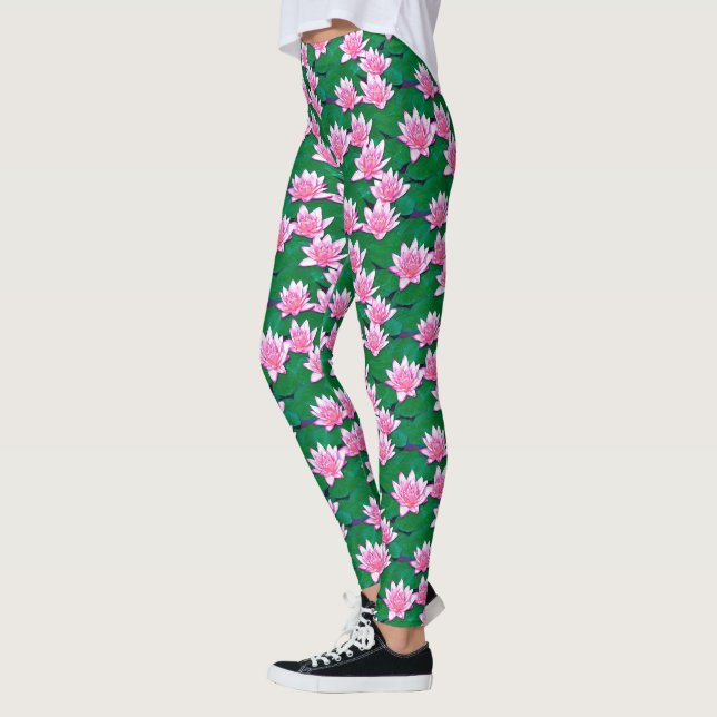 Legging Lírios de água cor-de-rosa numa Piscina (Esquerda)