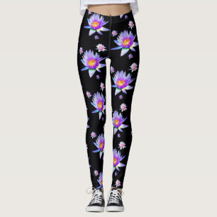 Legging Lírios de água no fundo preto