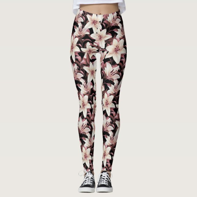 Legging Lírios em preto (Frente)