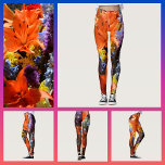 Legging Lírios Laranja Brilhantes Abstrato Floral<br><div class="desc">Um buquê brilhante e arrojado,  com lírios laranja com pistas de flores roxas,  azuis e amarelas,  é a inspiração para essas leguminosas botânicas arrojadas. Esta imagem é uma fotografia Floral original de JLW_PHOTOGRAPHY</div>