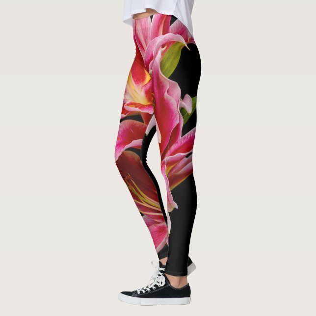 Legging Lírios Orientais Rosa Elegante (Esquerda)