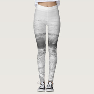 Legging Lista 1 do Oceano Atlântico Negro e Branco