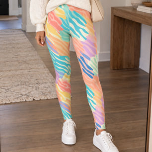 Legging Listra de Animal Abstrato Pastel