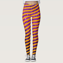 Legging Listra De Laranja Roxo De Halloween