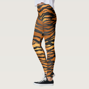 Legging Listra de Tigre Preto Marrom Animal Estiloso Moda