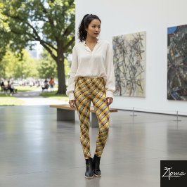 Legging Listra Diagonal Marrom Dourado Metálico Brilhante