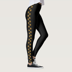 Legging Listra do lado do impressão da pata