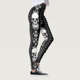 Legging Listra gótico barroco do crânio