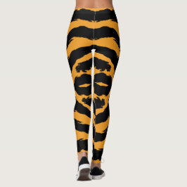 Legging Listra Ousada de Tigre Preto Laranja Pele Animal