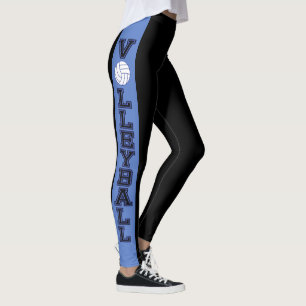 Legging Listra preta e azul com voleibol azul escuro