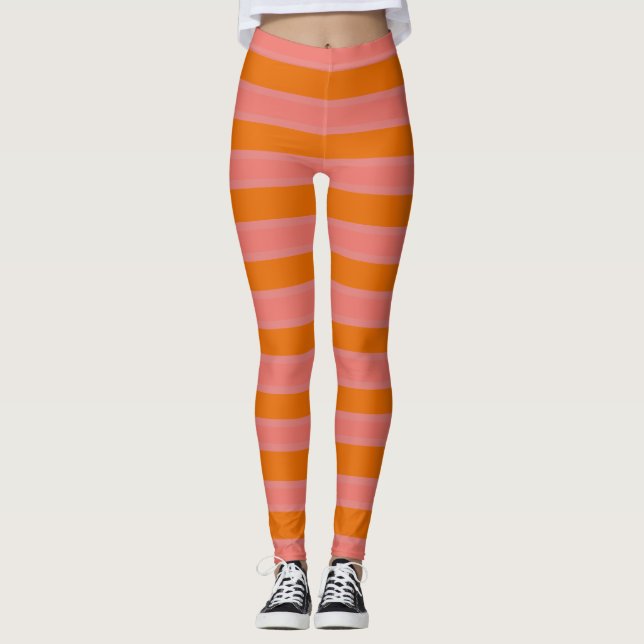 Legging Listrado alaranjado e cor-de-rosa (Frente)