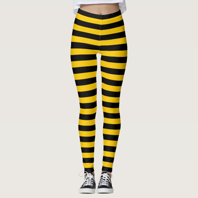 Legging Listrado amarelo e preto da abelha doce (Frente)