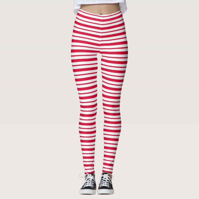 Legging Listrado de Bastão de Natal (Frente)