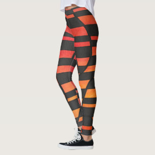Legging Listras Abstratas do Pôr do Sol com Formas Geométr