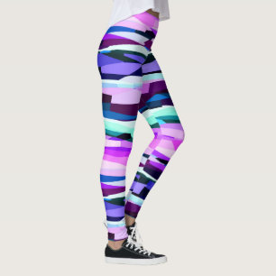 Legging Listras Abstratas Roxas, Rosas e Azuis