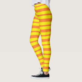 Legging Listras alaranjadas e amarelas grossas e finas