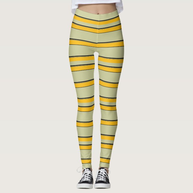 Legging Listras amarelas bonitas e modernas (Frente)