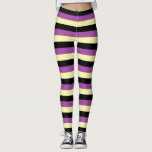 Legging Listras amarelas claras, pretas e roxas<br><div class="desc">Arte digital Abstrato de listras amarelas,  pretas e roxas.</div>