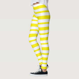 Legging Listras amarelas e brancas grossas e finas