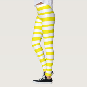 Legging Listras amarelas e brancas grossas e finas