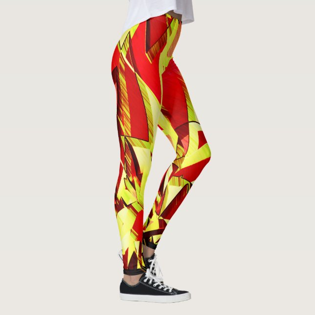 Legging Listras amarelas na imagem vermelha, distorcida (Direita)