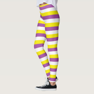 Legging Listras amarelas, púrpuras e brancas
