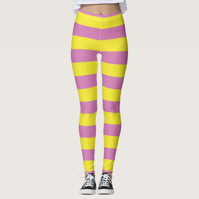 Legging Listras Amarelas Rosa (Frente)