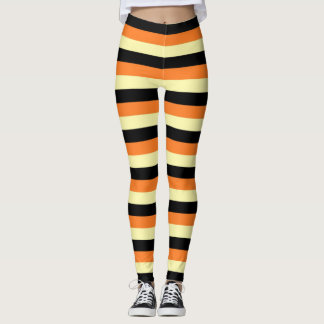 Legging Listras amarelos pálido, pretas e alaranjadas