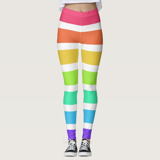 Legging Listras arco-íris brilhantes (Frente)