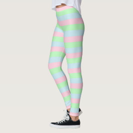 Legging Listras Azuis, Rosa e Verde Suaves
