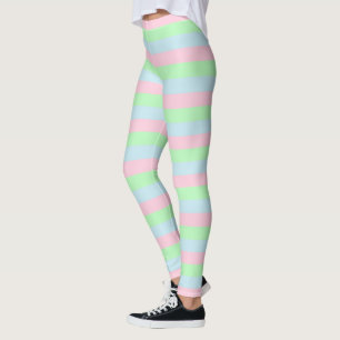 Legging Listras Azuis, Rosa e Verde Suaves