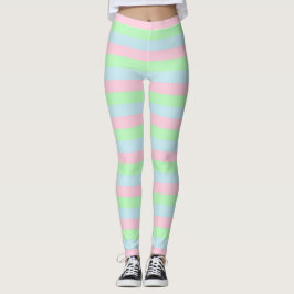 Legging Listras Azuis, Rosa e Verde Suaves
