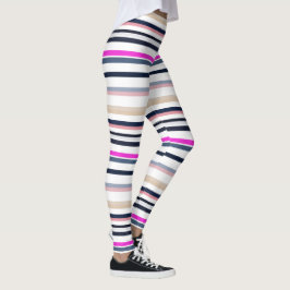 Legging Listras Azuis Rosas e de Areia