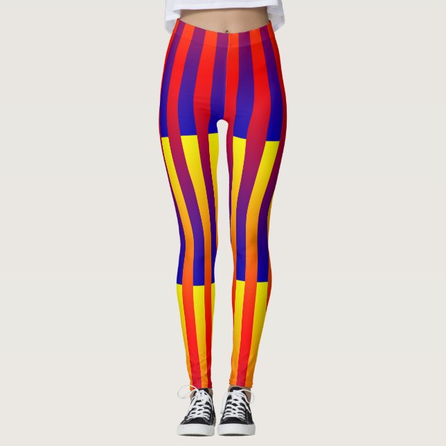 Legging Listras Azuis Vermelhas Amarelas (Frente)