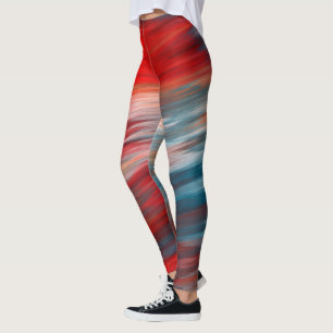 Legging Listras Azuis Vermelhas e Brancas