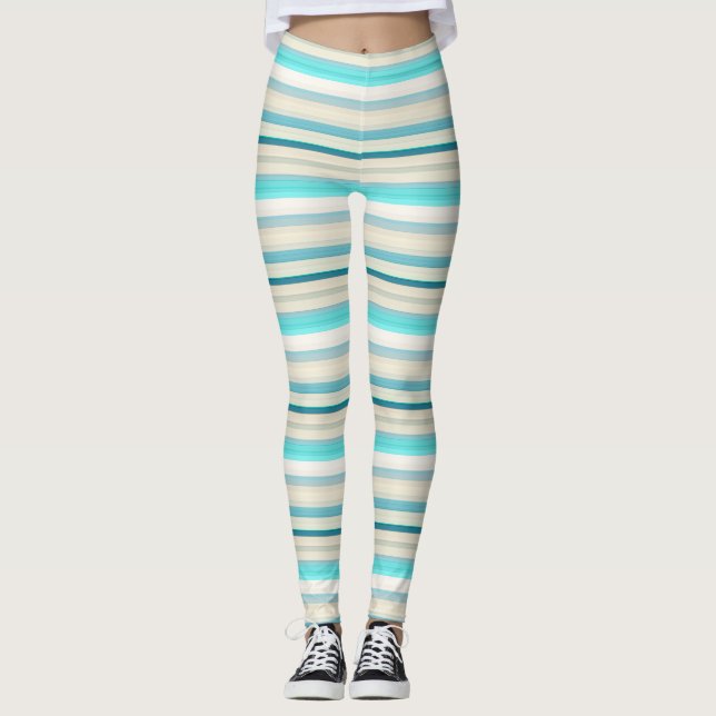 Legging Listras brancas aqua fofas (Frente)