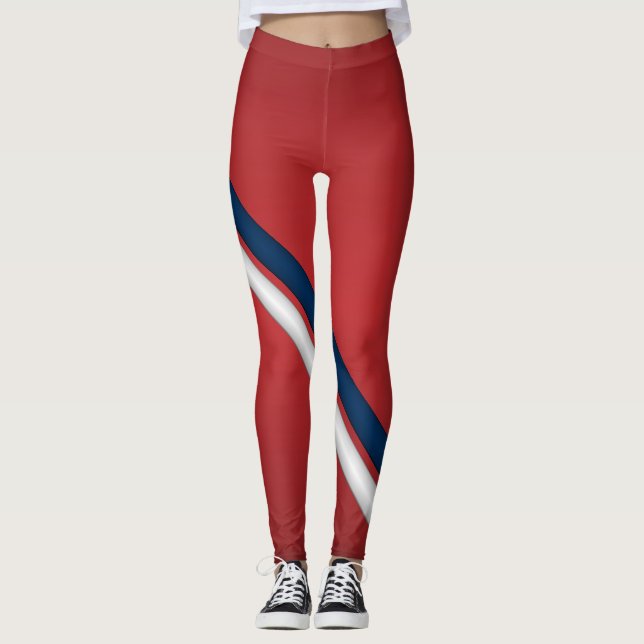 Legging Listras brancas e azuis vermelhas patrióticas da (Frente)