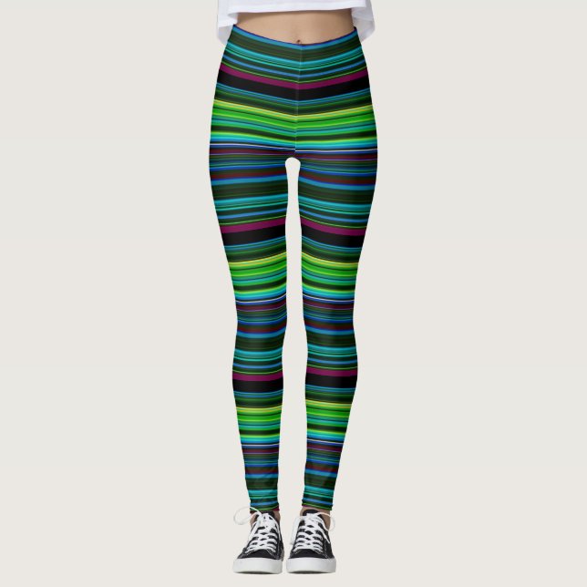 Legging Listras brancas e coloridas de neon (Frente)