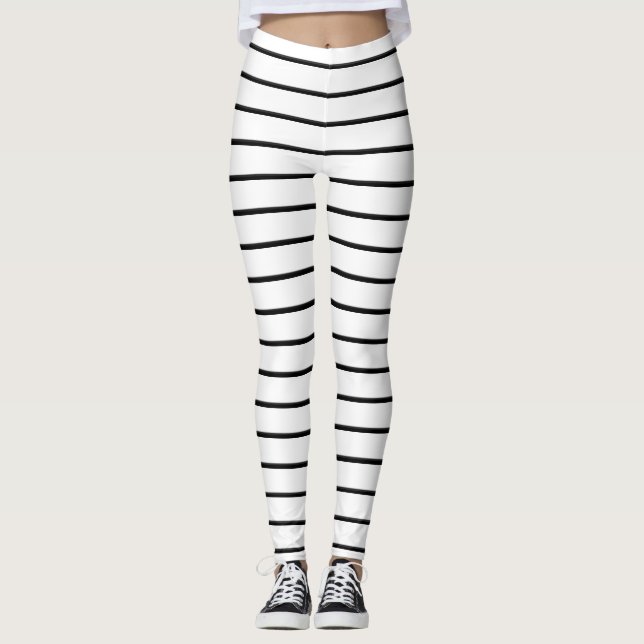 Legging Listras brancas e pretas, de cor branca (Frente)