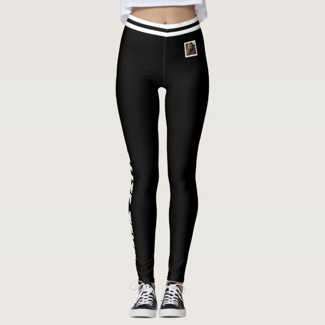 Legging Listras Brancas e Pretas Personalizadas para Amant (Frente)